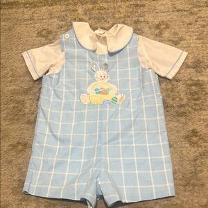 Blue and White Kids Matching Set with Bunny Design
